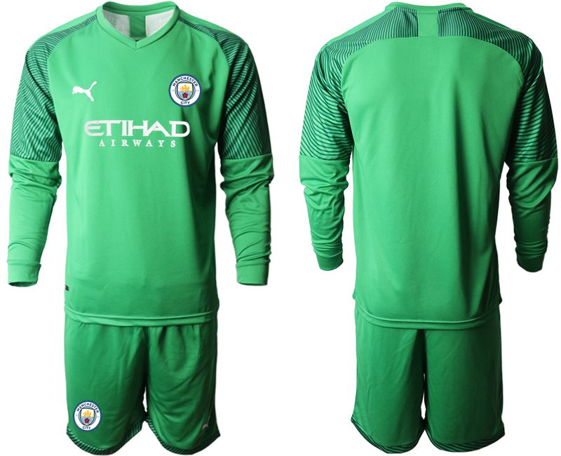 Men 2019-2020 club Manchester City green goalkeeper long sleeve Soccer Jerseys